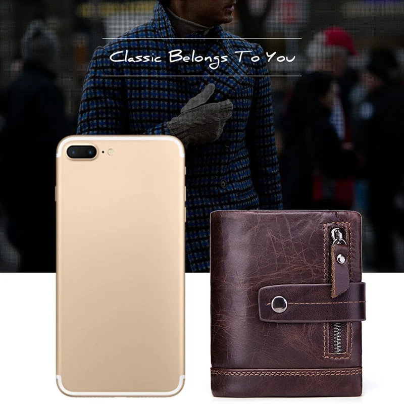 Gzcz мужской кожаный бумажник подлинный Короткий Мужской кошелек на молнии Poucht зажим для портмоне для монет сумка для денег(кофе