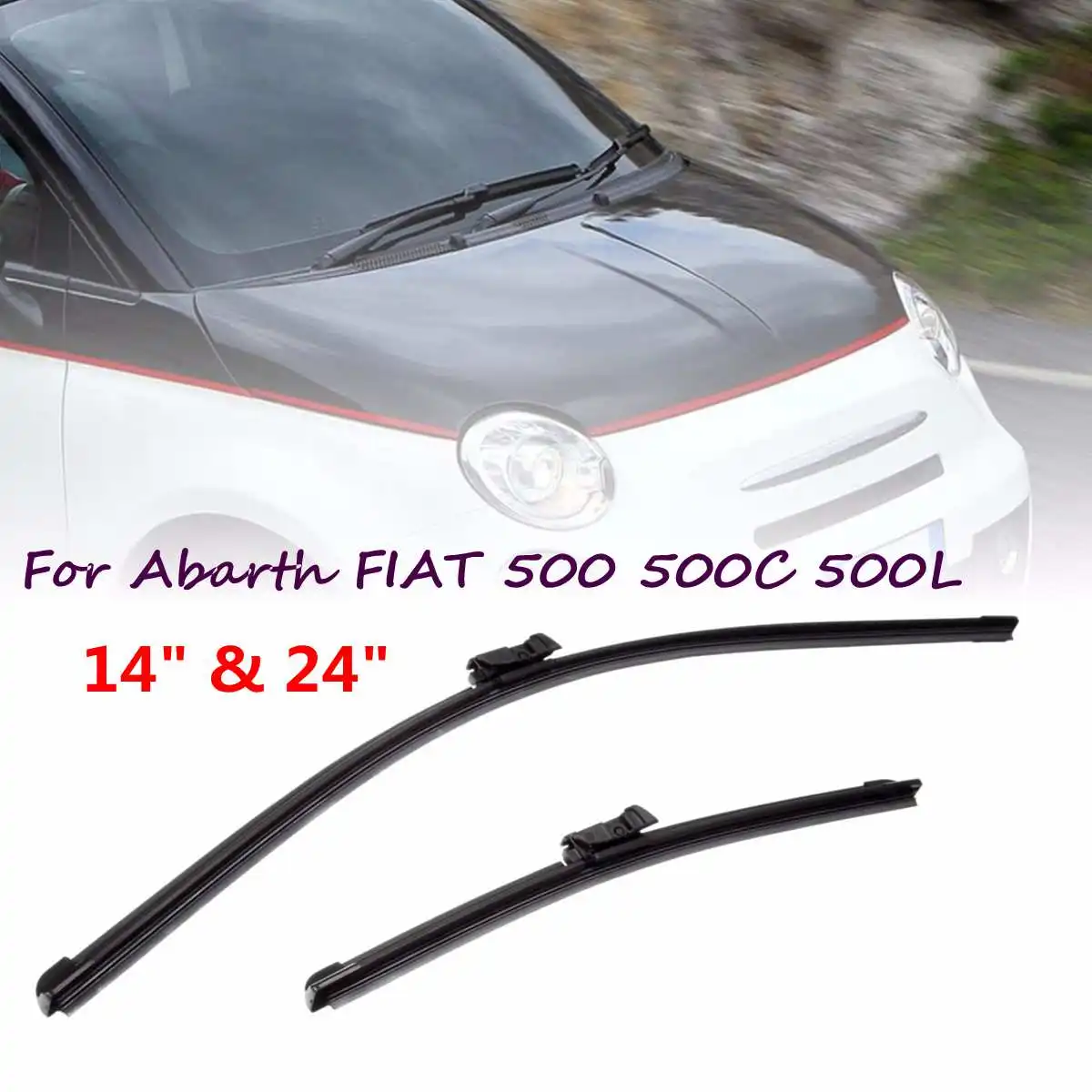 1"& 24" для Abarth для FIAT 500 500C 500L 2008 2009 2010 2011 2012 2013 автомобильный кнопочный фитинг стеклоочистителей ветрового стекла