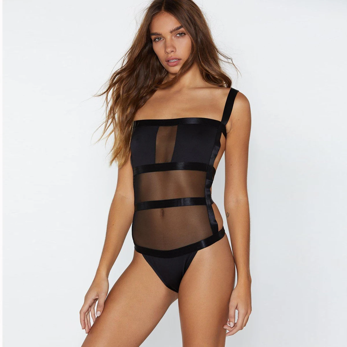 Missomo شفافة النساء ازياء مثير السراويل بودسوت/ بدلة الجسم المصنوعة من الدانتيل الملابس أعلى فام الجسم موديس زائد حجم Playsuit عموما بذلة