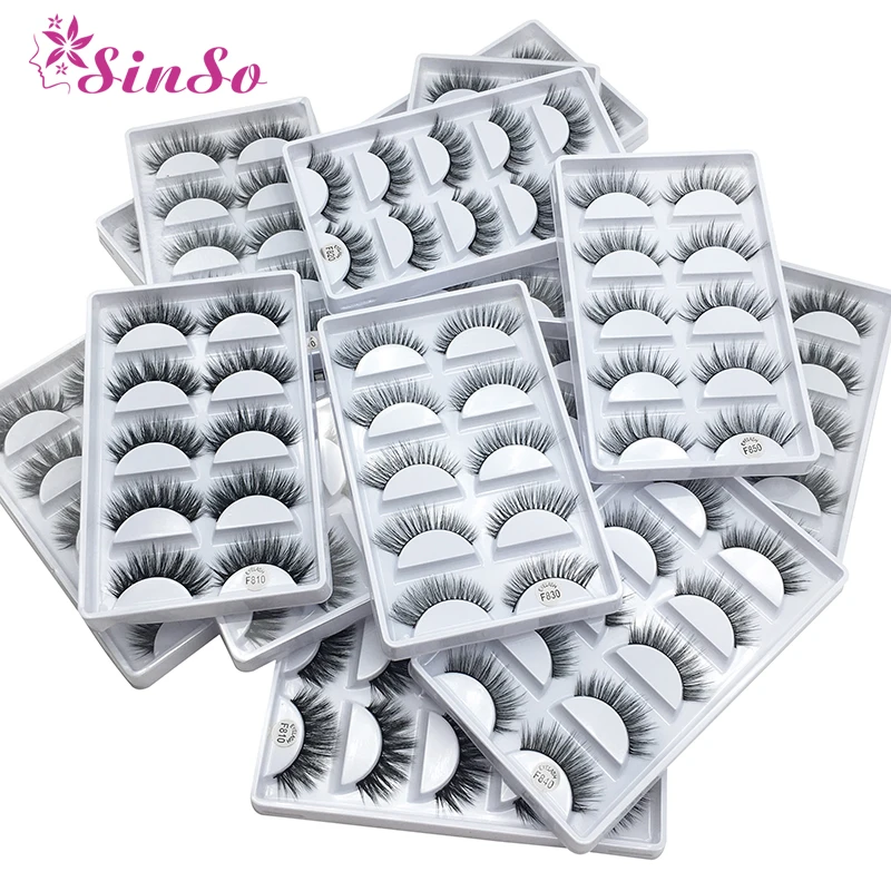 

1Box 5Pairs mink eyelashes natural long 3d mink lashes hand made false lashes plastic cotton stalk makeup false eyelash Makeup