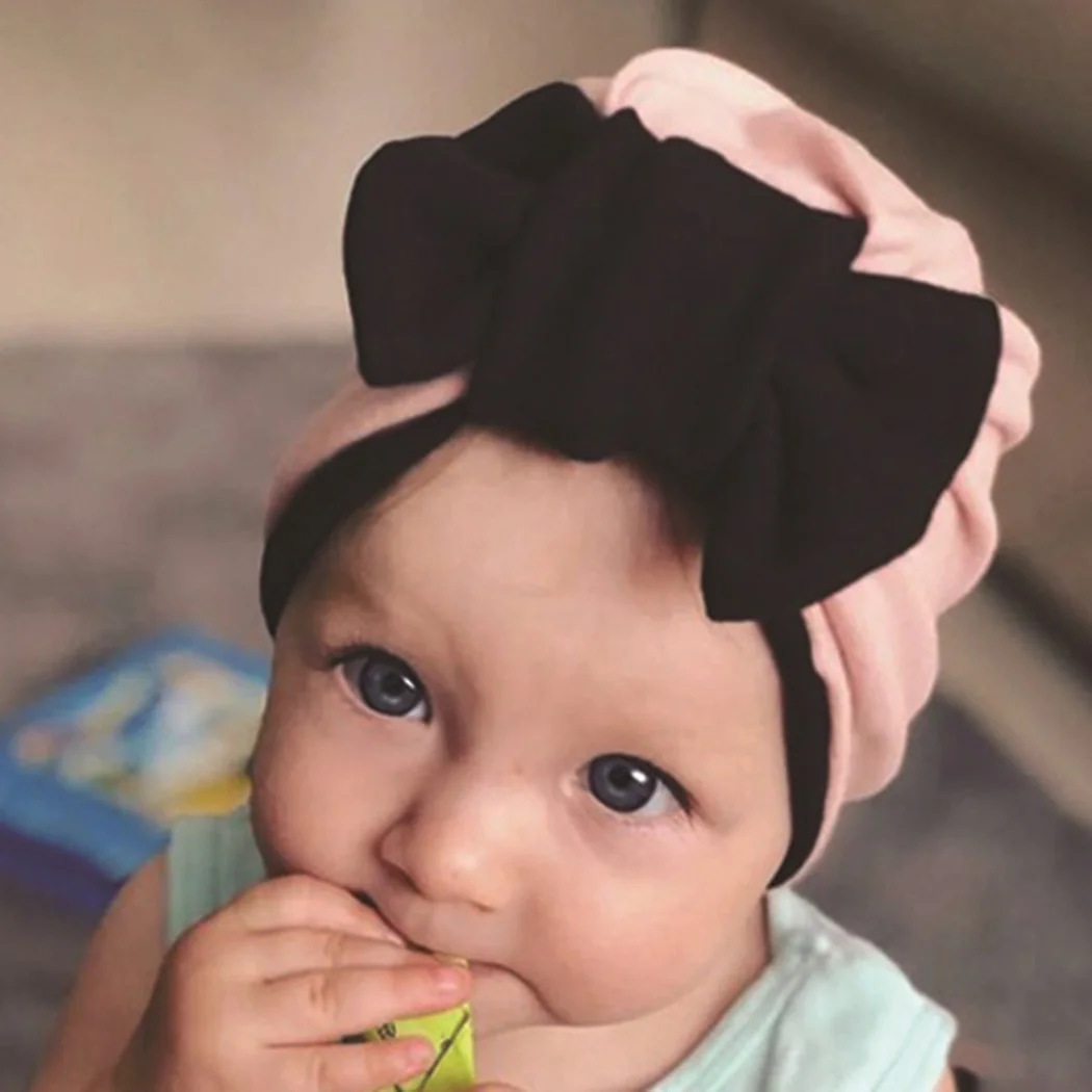 Girls Rabbit Ears Indian Hat Beanie 2019 Autmn Spring Candy Color Hats Turban Baby Kids Bowknot Head Wrap Caps Accessories | Детская