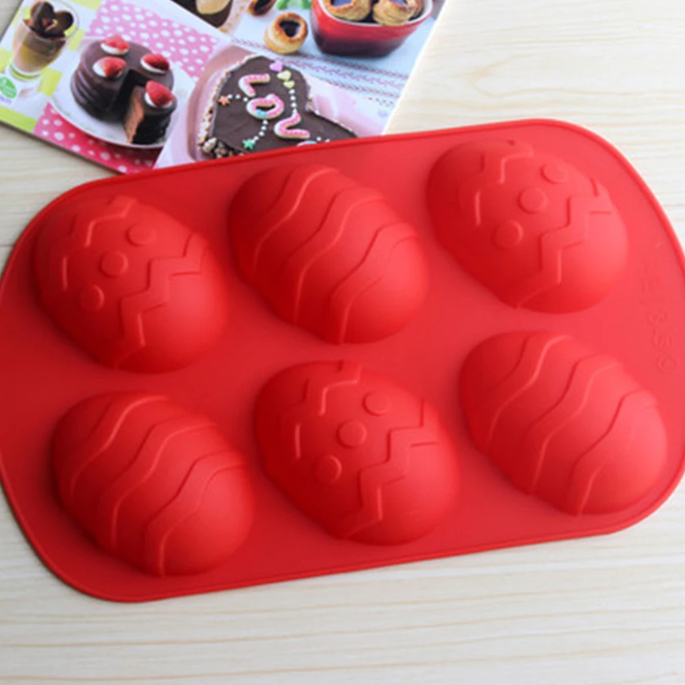 6 Grids Easter Eggs Half Egg Shape Mold Non Stick Silicone Baking Mold