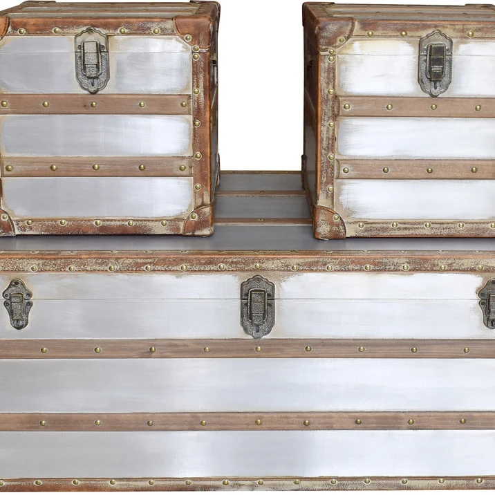 STEAMER TRUNK COFFEE AND SIDE TABLES SET |