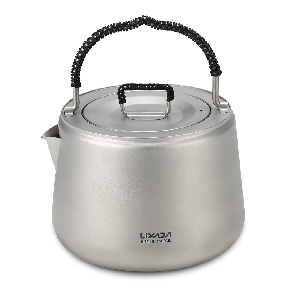 Lixada 1.4L Titanium Tea Pot Ultralight Outdoor Camping Tea Pot Hiking