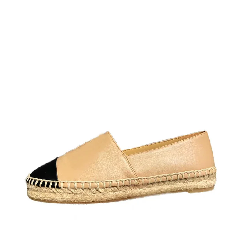 

Genuine Leather Shoes Women Luxury Designer Mixed Color Loafers Casual Flat Shoes Cover Feet Women's Single Fisherman Shoes
