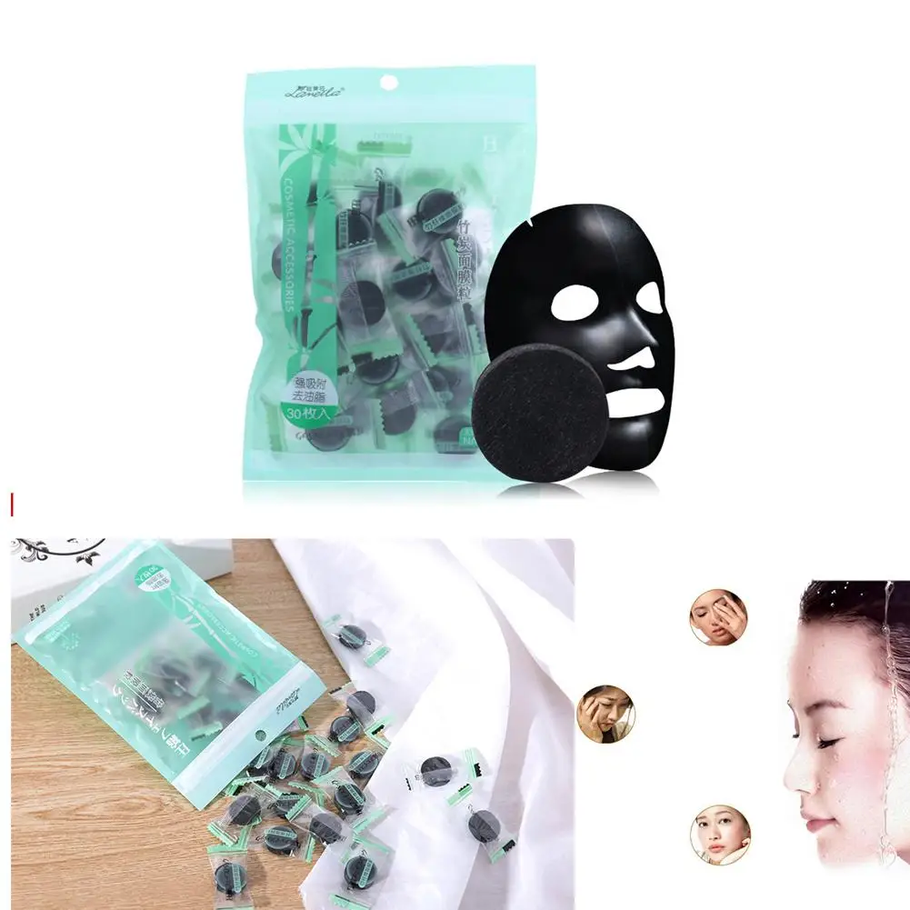 

VIBRANT GLAMOUR 30 Pcs/bag DIY Compressed Mask Paper Face Natural Bamboo Charcoal Mask Paper Face Care Mask Paper