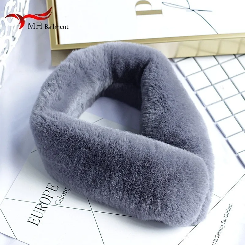 2019 nouvelle écharpe de fourrure femelle 100% réel rex lapin écharpe de fourrure de mode chaud épaississement tout en cuir magnétique fer écharpe - 2