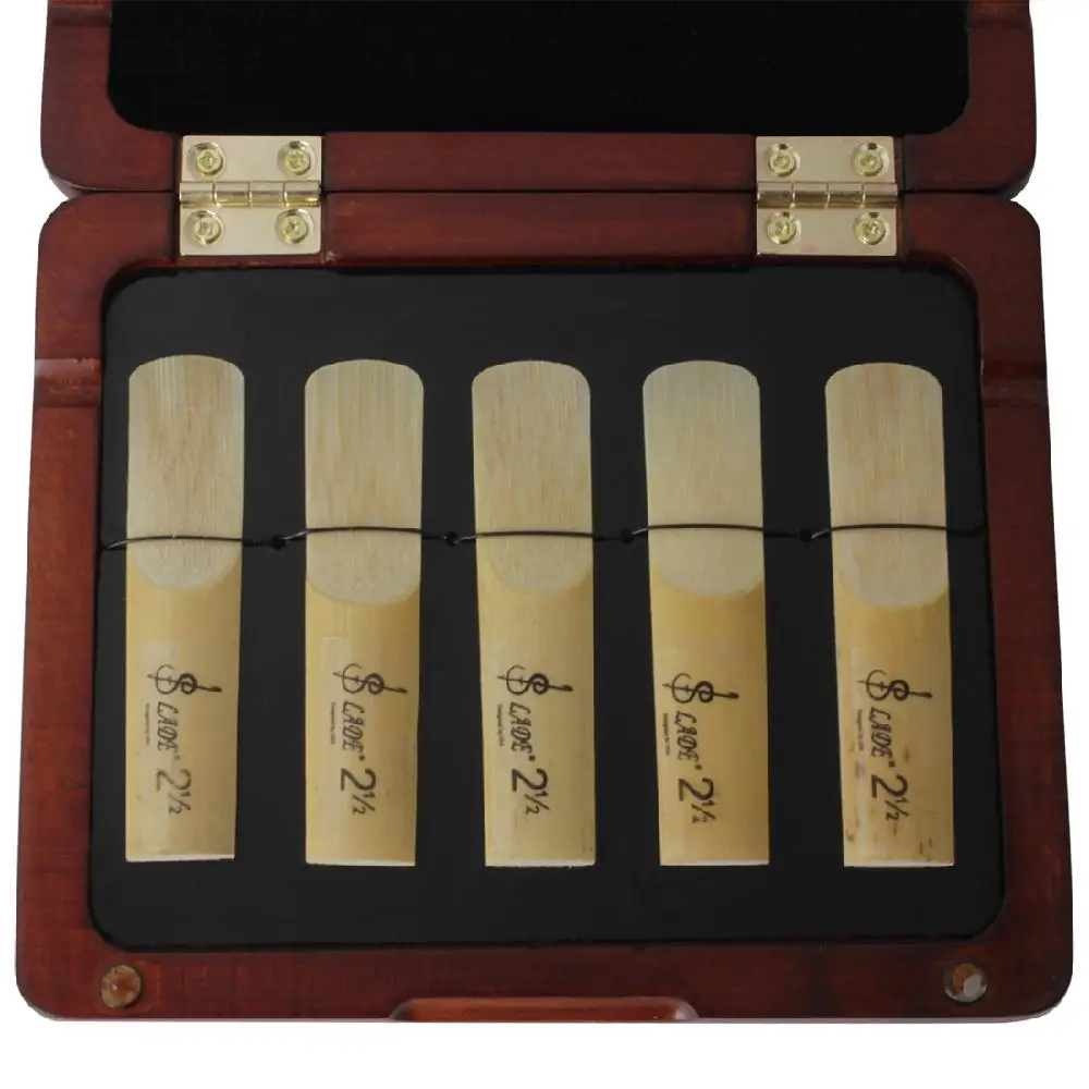 Нет саксофона Sax кларнет Профессиональный деревянный Oboe Reed Box 5 Reeds с гигрометром