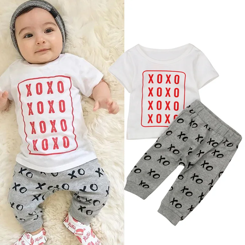

INS Fashion Baby Boys Girls Set Infant Suit Short Sleeve Cotton Baby Clothing