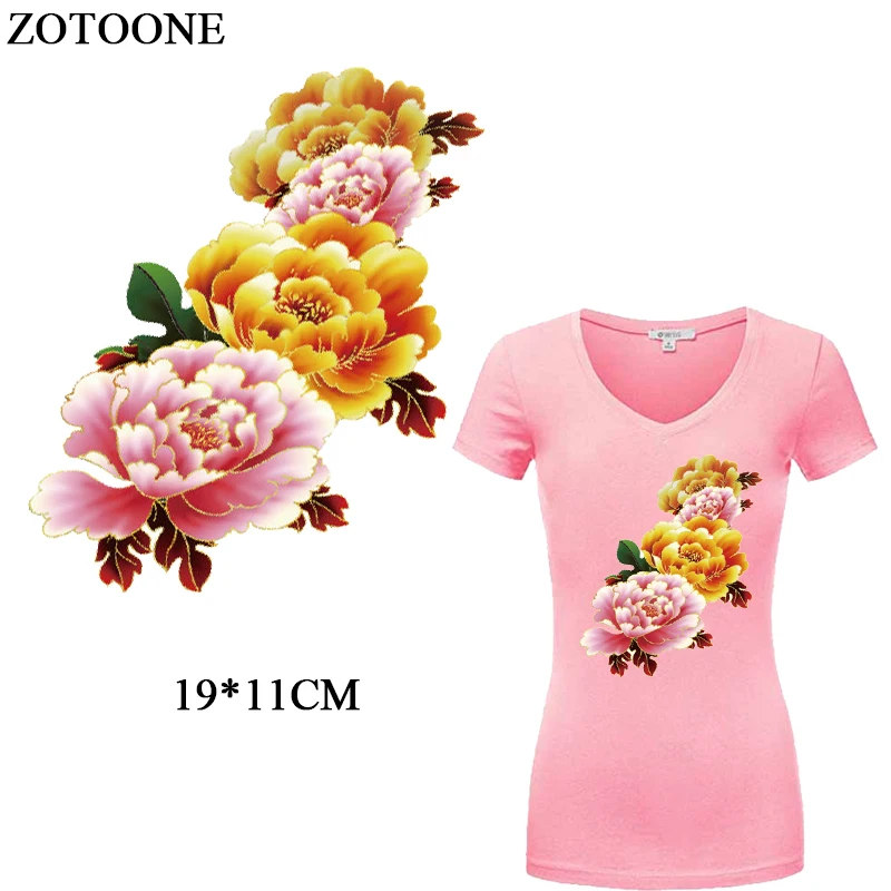 

ZOTOONE Flower Patches T-shirt Dresses Decoration Patch For Clothes Stickers A-level Washable DIY Accessory Iron On Transfers E