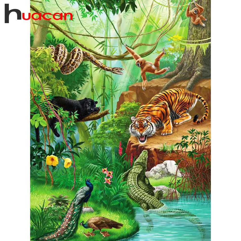 

huacan Diamond Painting Sale Animal 5D DIY Full Square Diamond Embroidery Cross Stitch Full Drill Display Mosaic Home Decor Gift