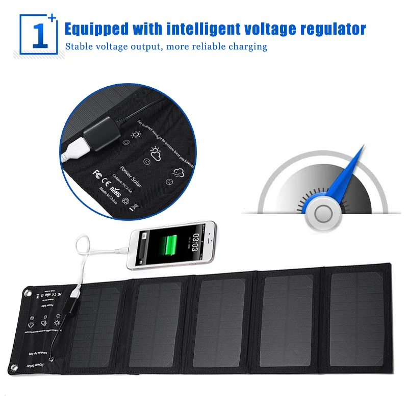 Складные солнечные батареи 20 Вт зарядное устройство на 5 В 2 А с выходом USB