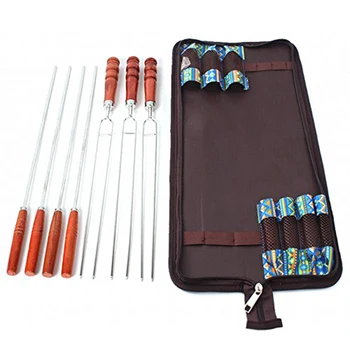 

Grilling Stainless Steel Needles Barbecue Forks Roasting Sticks BBQ Forks and U Shape Shish Kebab Skewers with Wooden Handle 7