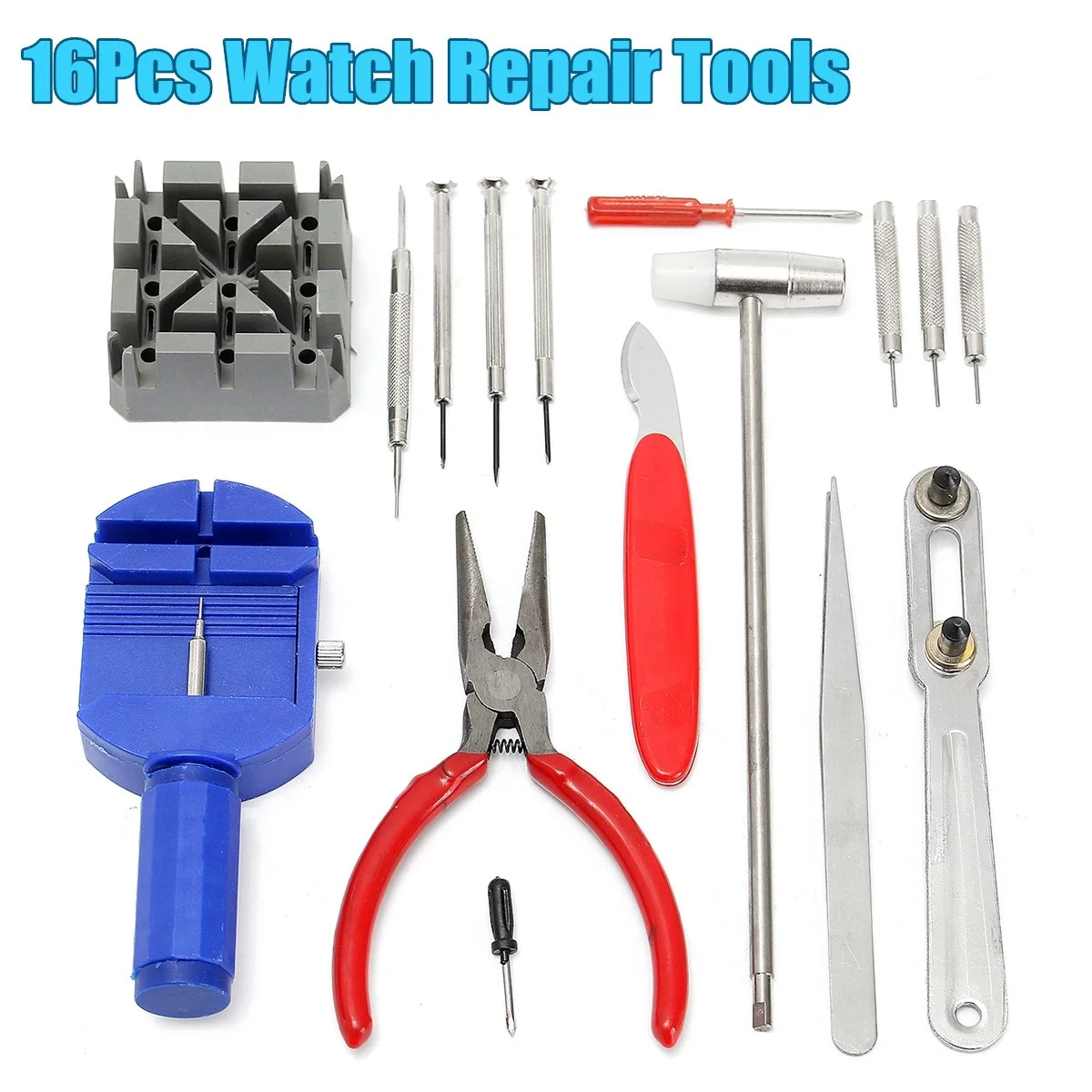 

16Pcs/Set Watch Tools Pin Remover Adjuster Case Opener Clock Watch Repair Tool Set Kit Spring Bar Tool Watchband Link Watchmaker