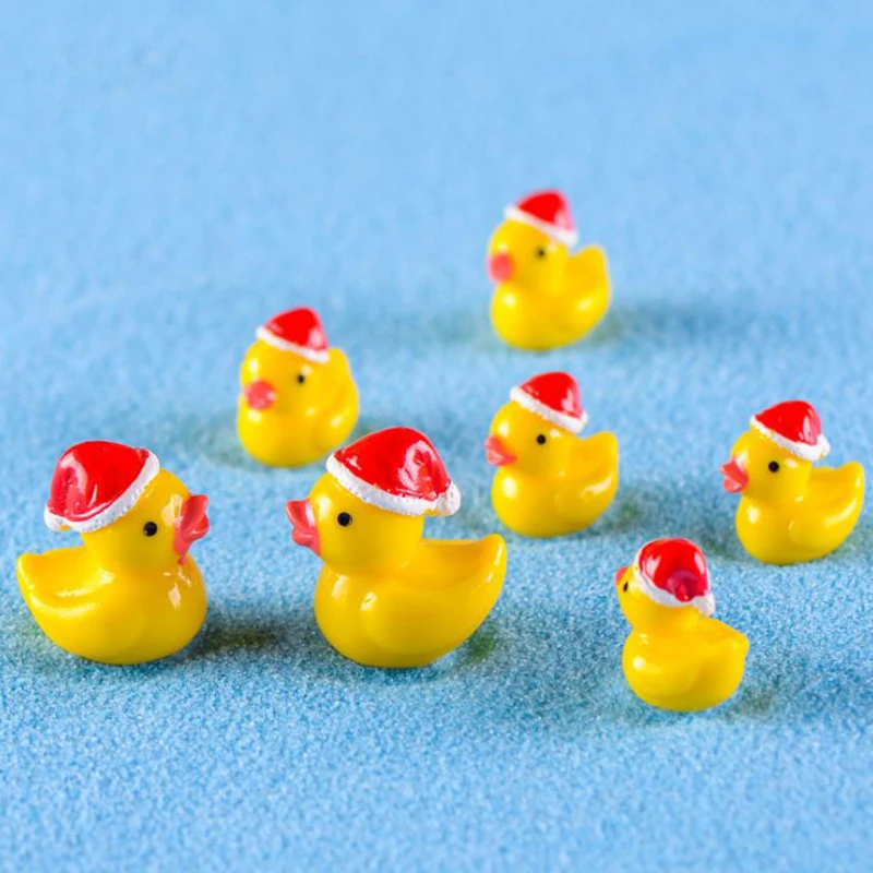 5 шт./компл. Kawaii Маленькая желтая Рождественская украшение утки мини Смола