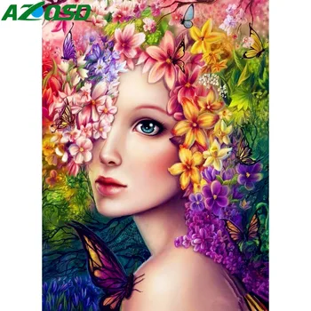 

AZQSD Portrait DIY Frameless Flower Girl Oil Painting By Numbers Pictures Canvas Painting Wall Art Home Decoration SZGD160