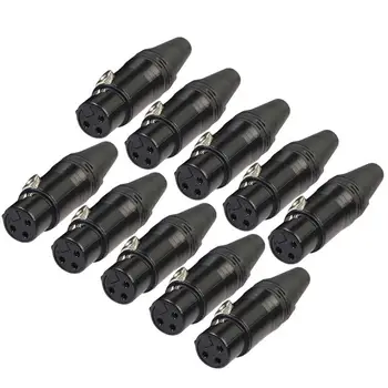 

10pcs XLR 3Pin Female DIY Audio Cable Mic Connectors Solder Welding Plug Cannon Plug Pin Thick Copper Core High-end Mic Adapters
