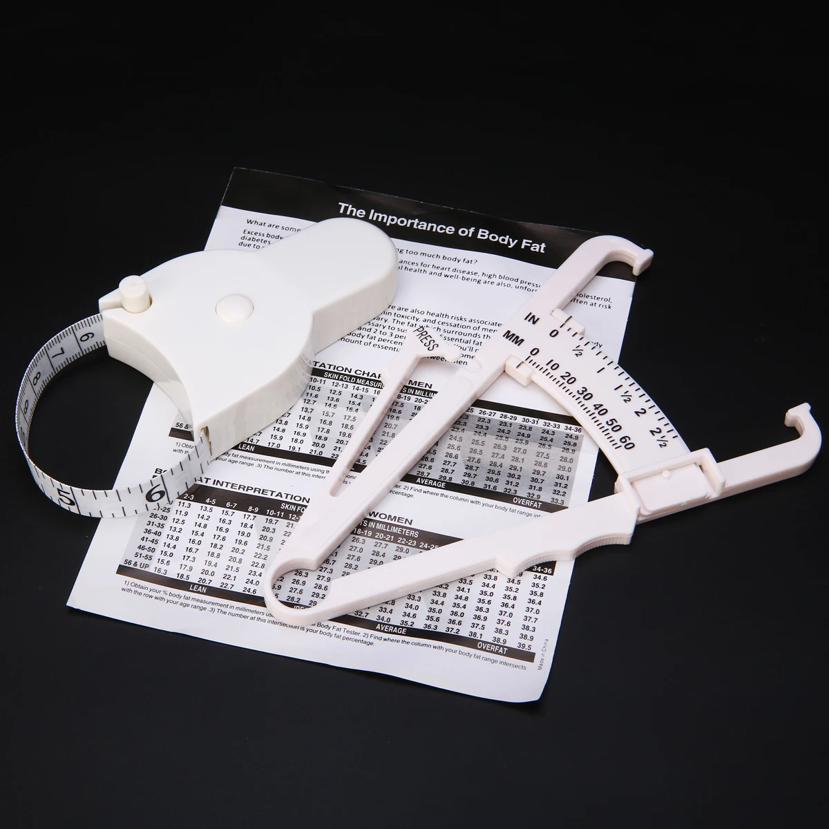 2Pcs/Set White PVC Body Fat Caliper Measuring Tape Tester Lightweight Fitness Lose Weight Equipmnet For Body Building 2Pcs/Set White PVC Body Fat Caliper Measuring Tape Tester Lightweight Fitness Lose Weight Equipmnet For Body Building
