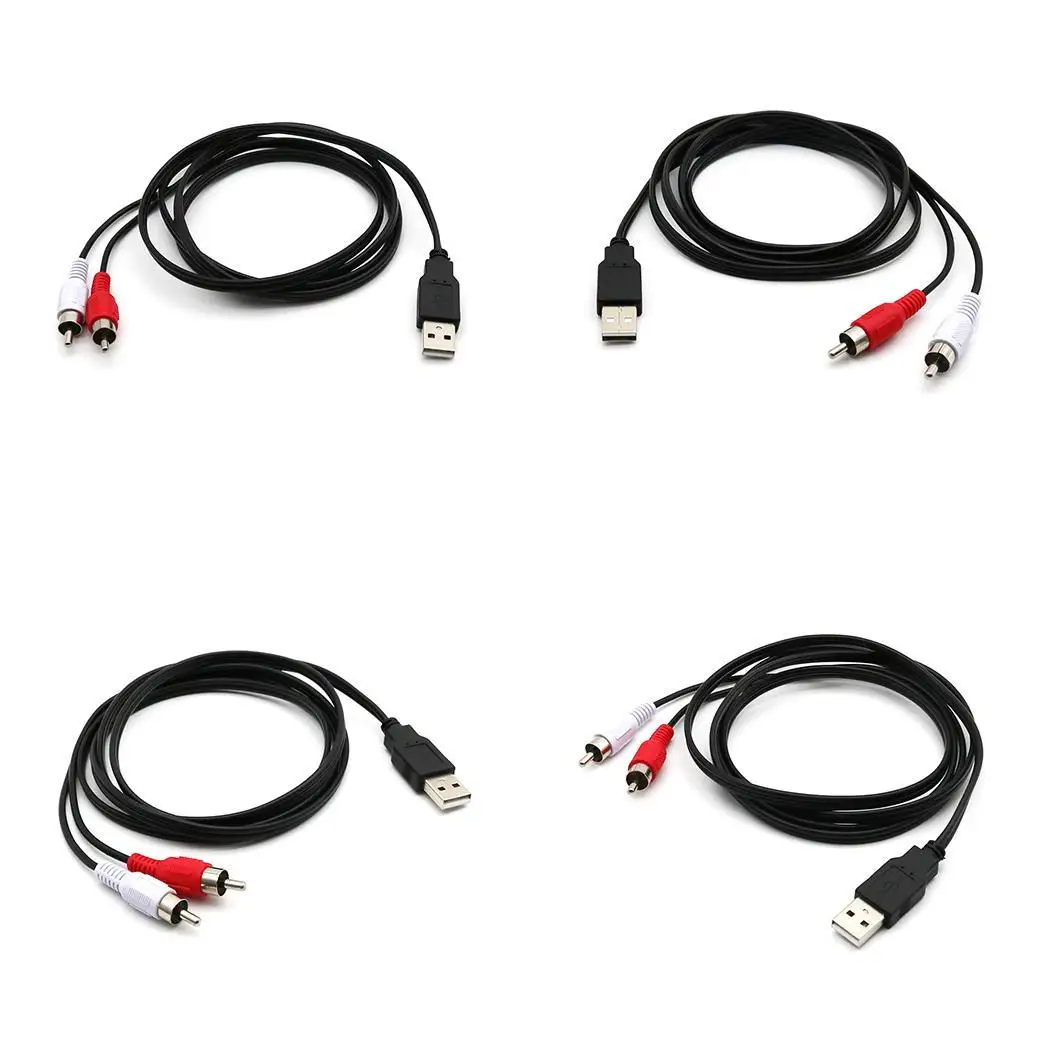 USB мужчина к двойной RCA Мужской AV кабель ТВ 2 0 кабельный трос адаптера аудио Черный