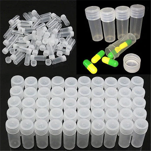 5 шт пластиковые пробирки для пробоотборников, маленькие бутылки, контейнеры для хранения таблеток, 5 мл
