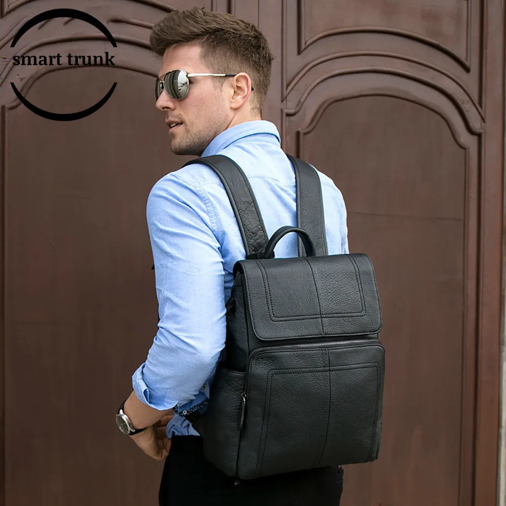 

2019 New Style Genuine Leather Fashion Backpack Men Backpack School Bag Large Capacity Pack Laptop Business Travel Bag
