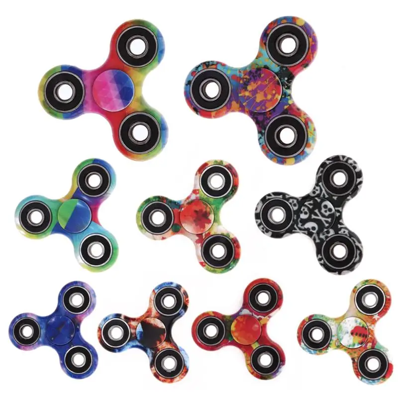 Детский красочный Tri-Spinner Fidget Toy Дети EDC сенсорная рука Спиннер против стресса успокаивающий палец Спиннеры для аутизма и СДВГ