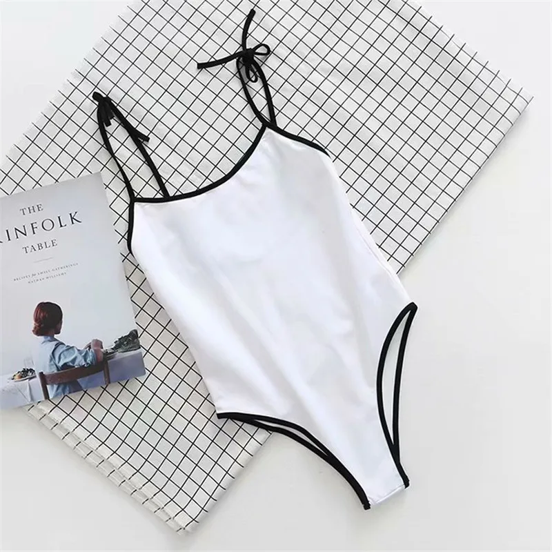 

2019 spring and summer new sexy beach contrast color shoulder strap sling jumpsuit female solid color slimming back strap