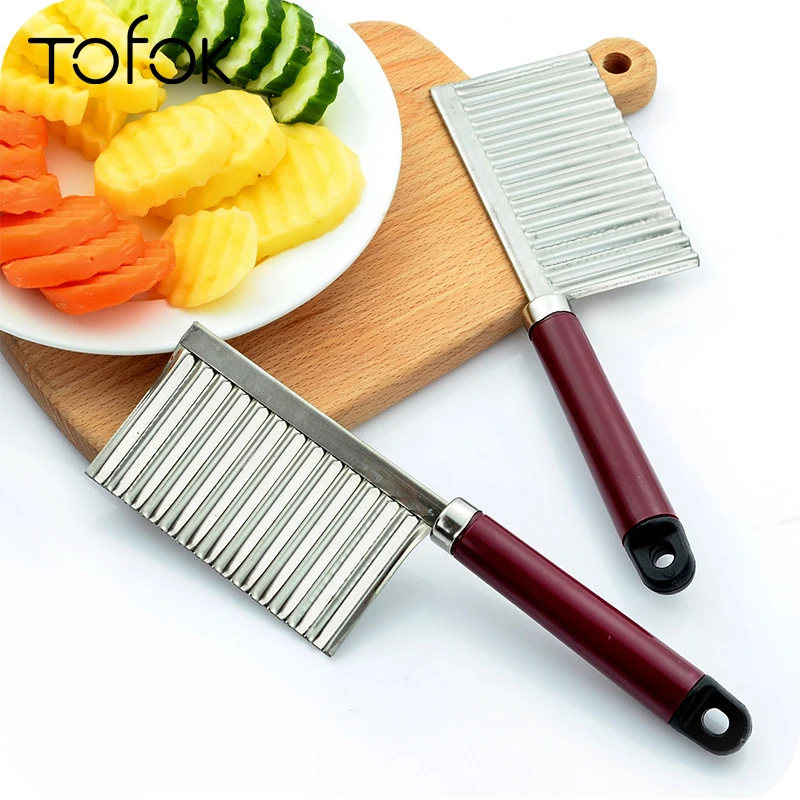 

Tofok Stainless Steel Potato Wavy Edged Knife Gadget Vegetable Fruit Potato Slicer Cutter Peeler Kitchen Cooking Tools Supply