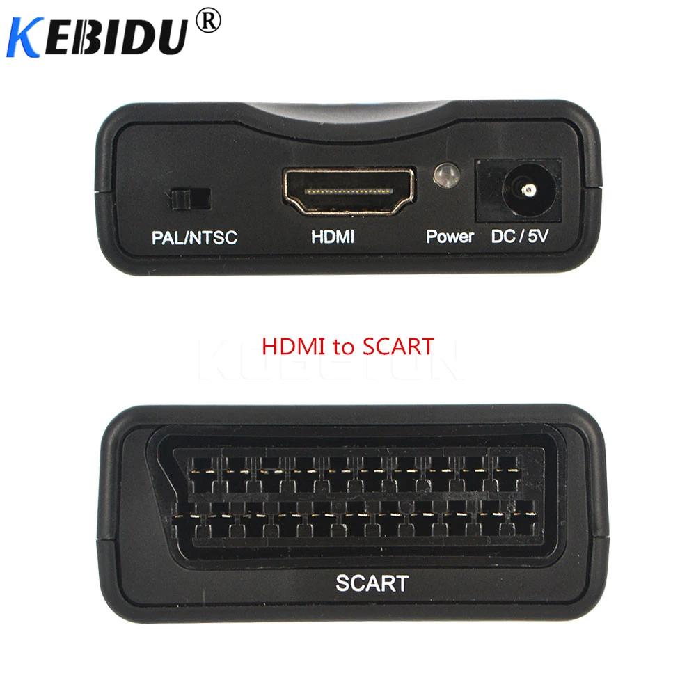 Kebidumei 1080P SCART К HDMI к SCART Видео Аудио высококлассный преобразователь av-сигнала адаптер HD приемник ТВ DVD США/ЕС разъем питания