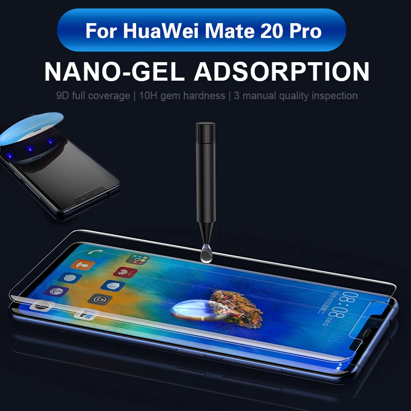 2018 Newest UV Glue Screen Protector For Huawei Mate 20 Pro Bend Edge Tempered Glass Ultra Transparent With Ultraviolet Light