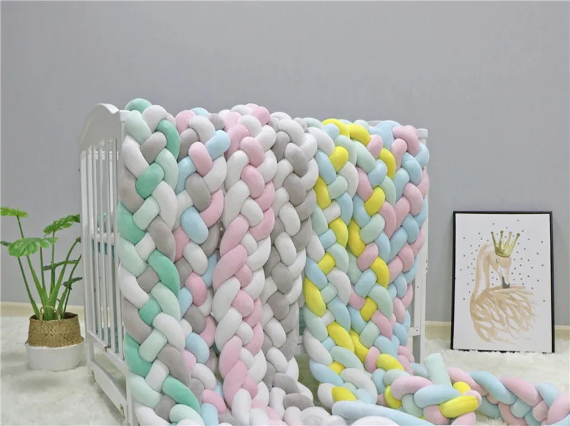 

2M 4 Knot Soft Baby Bed Bumper Crib Sides 4 Braid 2 Meter Newborn Crib Pad Protection Cot Bumpers Bedding for Infant