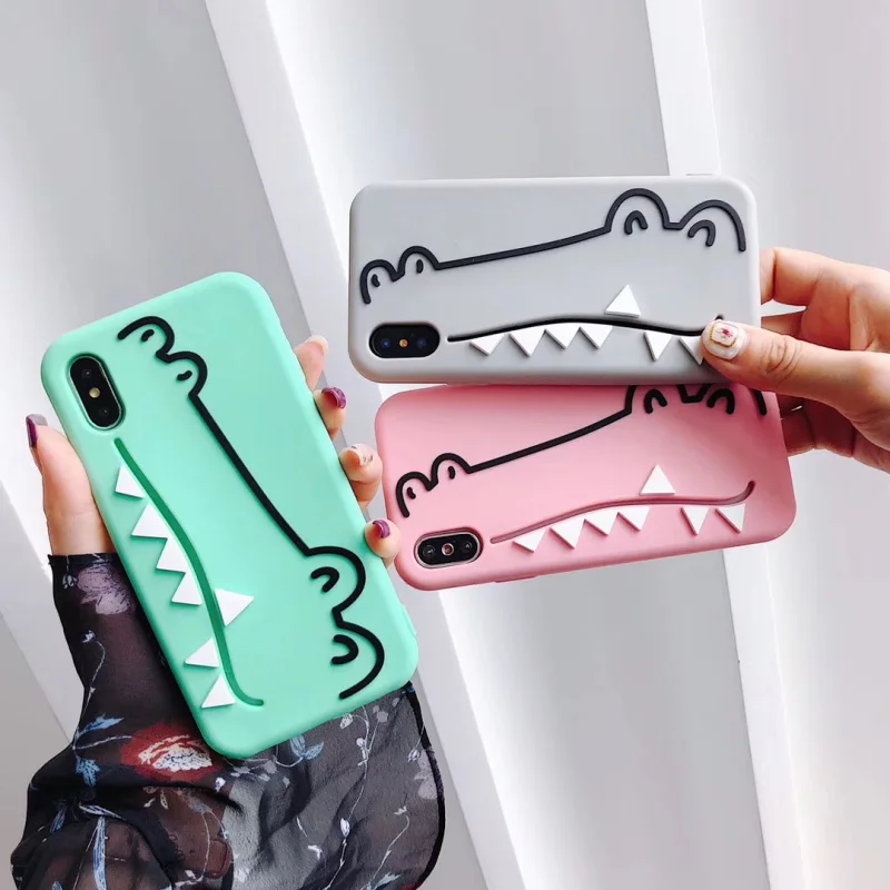 Милый мультфильм 3D Крокодил посылка чехол для телефона для iPhoneXs MAX Xr X 7 8 6s плюс слоты для карт кошелек силиконовый мягкий чехол Fundas