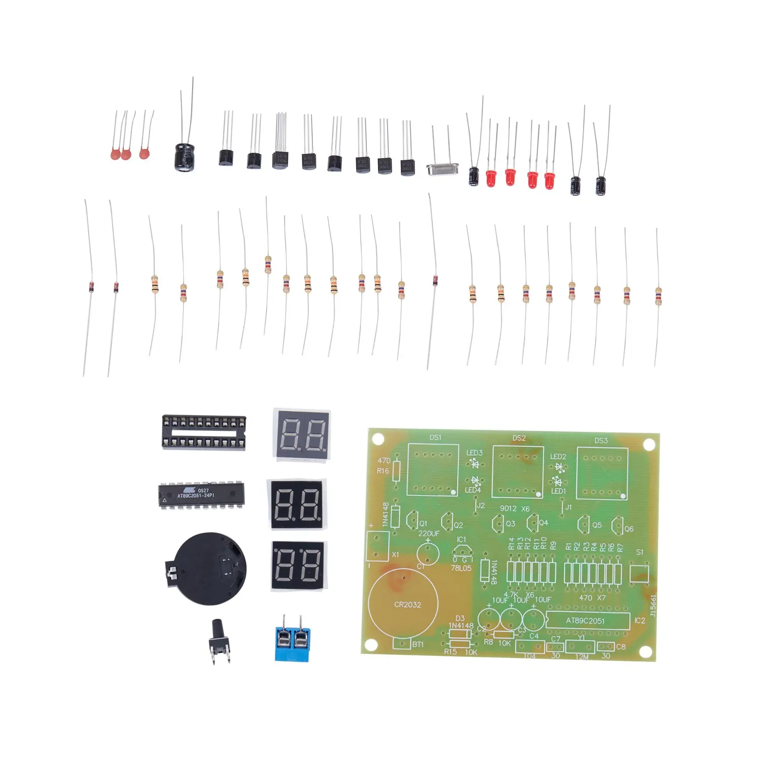 

DIY Kit Module 9V-12V AT89C2051 6 Digital LED Electronic Clock Parts Components