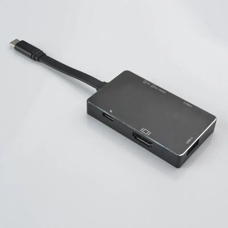 7 в 1 USB-C концентратор с Тип C мощность зарядки 4 к HDMI видео дисплей SD/HC/TF Card Reader USB 3,0 хаб для MacBook Pro