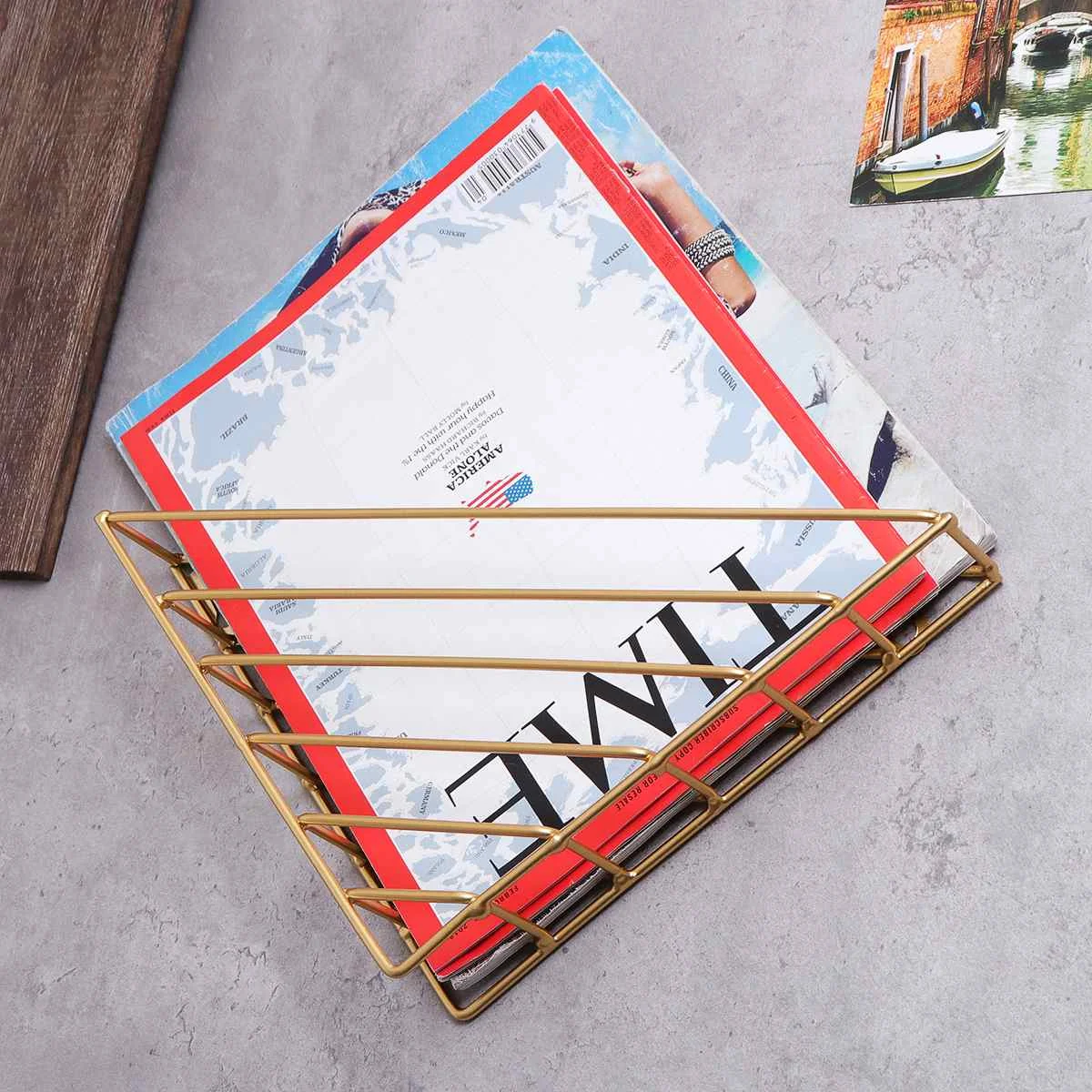 

Iron Bookshelf Magazine Display Stand Newspapers Storage Rack Vintage Organizer Storage Holder Office Decor Book Rack Bookends