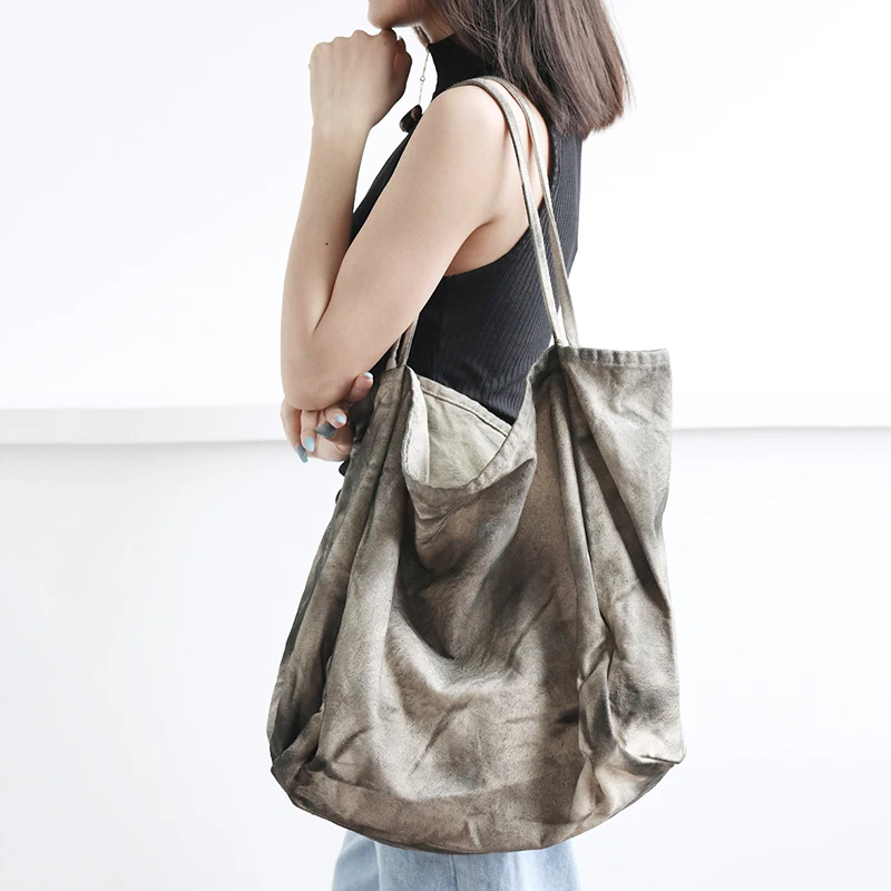 

[Super Seabob] 2019 Spring Summer Woman New Vintage Large Capacity Double Handles Portable Shopping Shoulder Bag All Match LM030