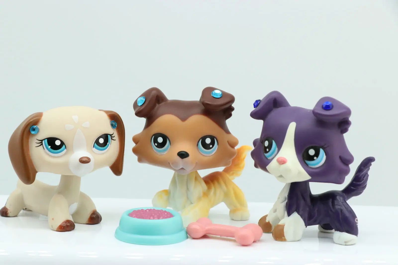 3x фигурка собаки Pet shop игрушки Фиолетовый колли #1676 #58 такса #1491 и