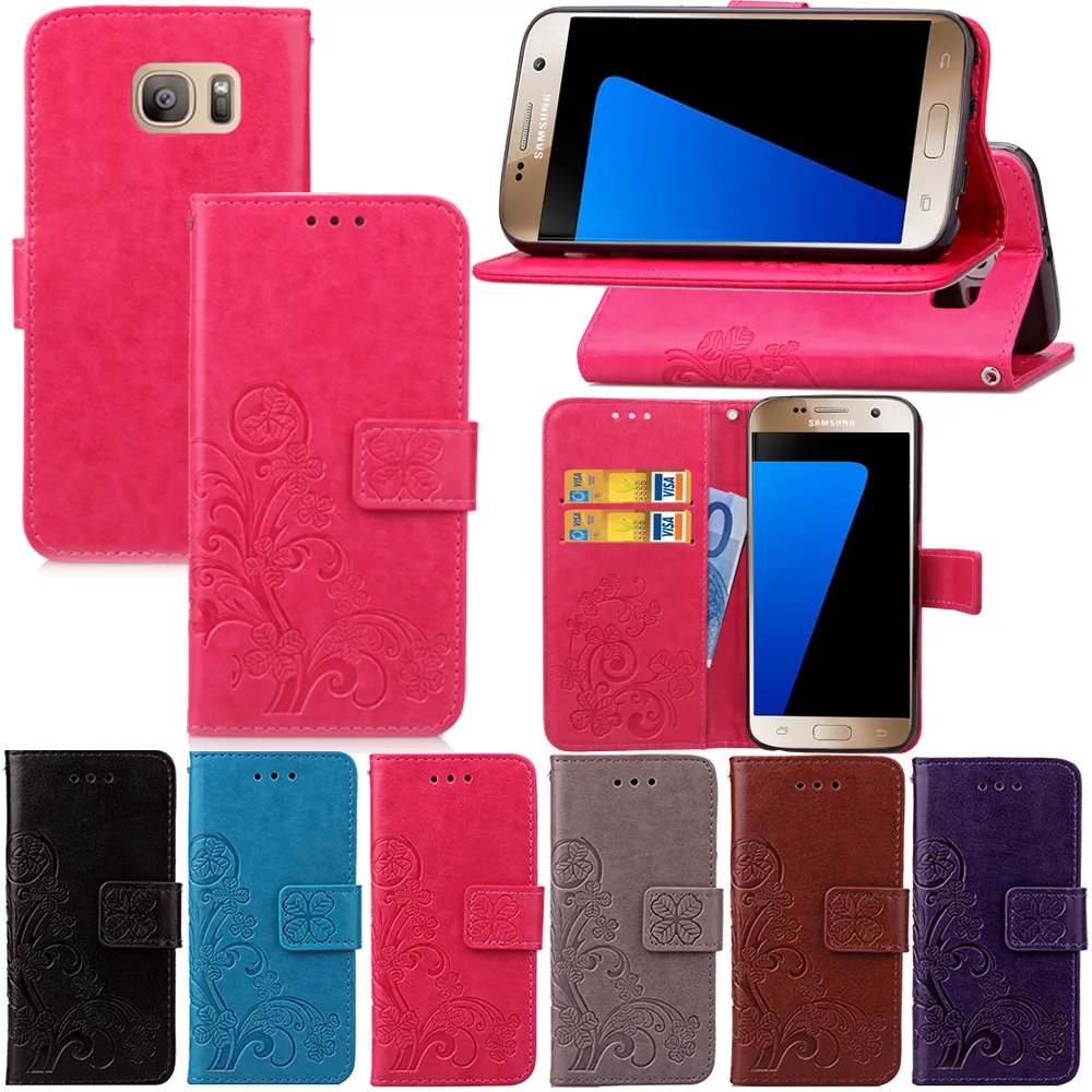 

For Samsung S7 Double Embossed Leather Case 2019 New for S7 Edge Card Holder Mobile Phone Case