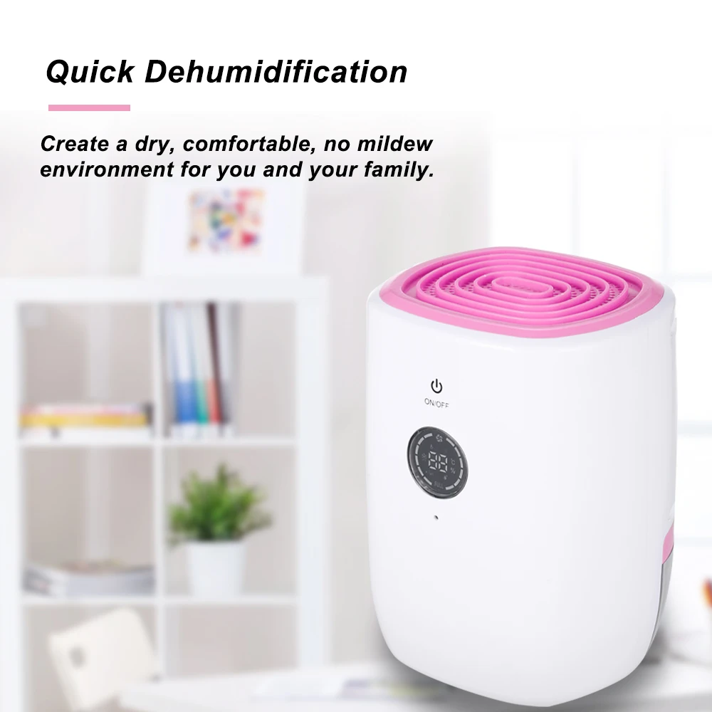 

Home Use Electric Dehumidifier with 800ML Water-tank LCD Display Ultra Quiet Moisture Absorbing Air Purifier Humidity Dryer