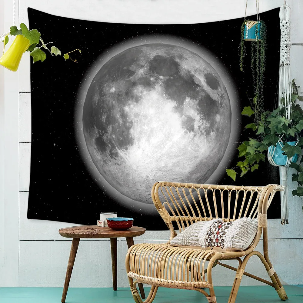 Гобелен с Луной настенный гобелен с мандалой Psychedelic ночное небо пейзаж Природа Гобелен на стену богемное украшение домашняя настенная ткань
