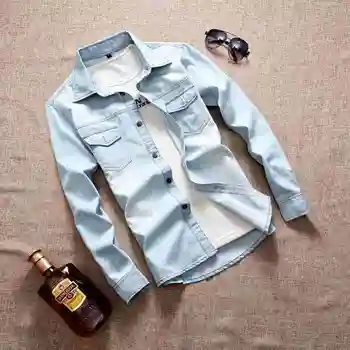 

#4706 Spring Long sleeve Denim shirts men Fashion Slim fit Camisa jeans masculina Casual Cotton jeans mens shirts Chemise homme