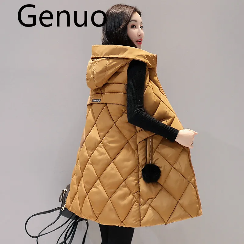 Women Sleeveless Vest Slim Hooded Vest Jacket Women Plus Size Coats 4XL Vests And Waistcoats Long Women Vest Winter Outerwear