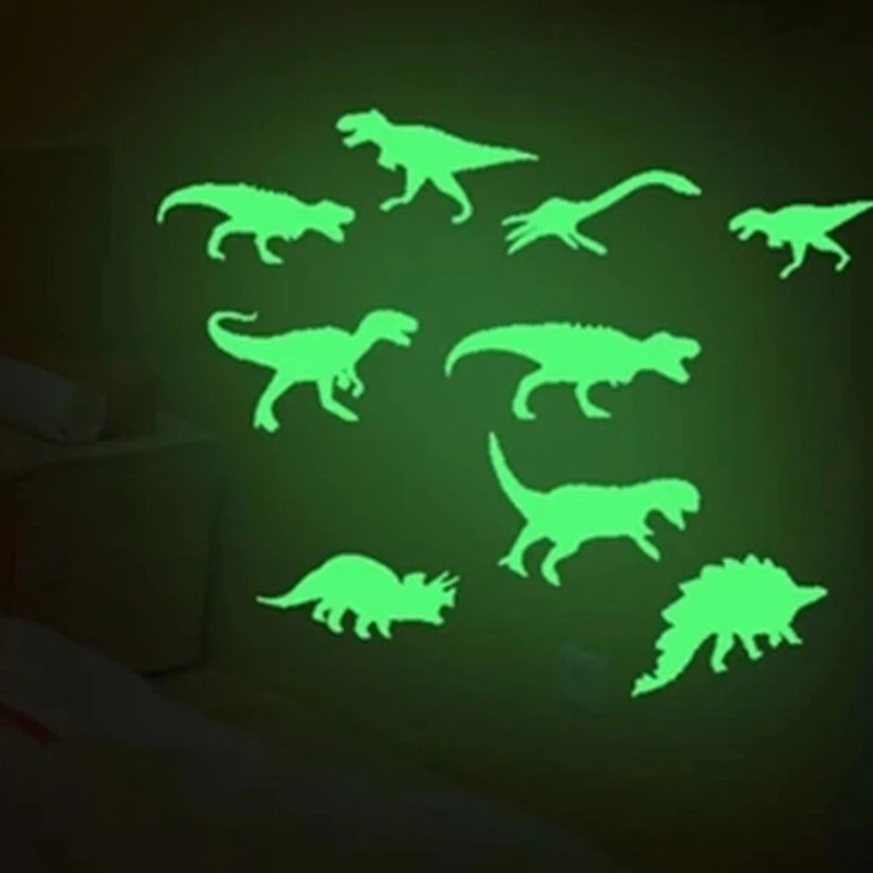9Pcs Dinosaur Shaped Night Fluorescent Luminous Wall Room PVC Sticker Kid Glow in the Dark Toys 9Pcs Dinosaur Shaped Night Fluorescent Luminous Wall Room PVC Sticker Kid Glow in the Dark Toys