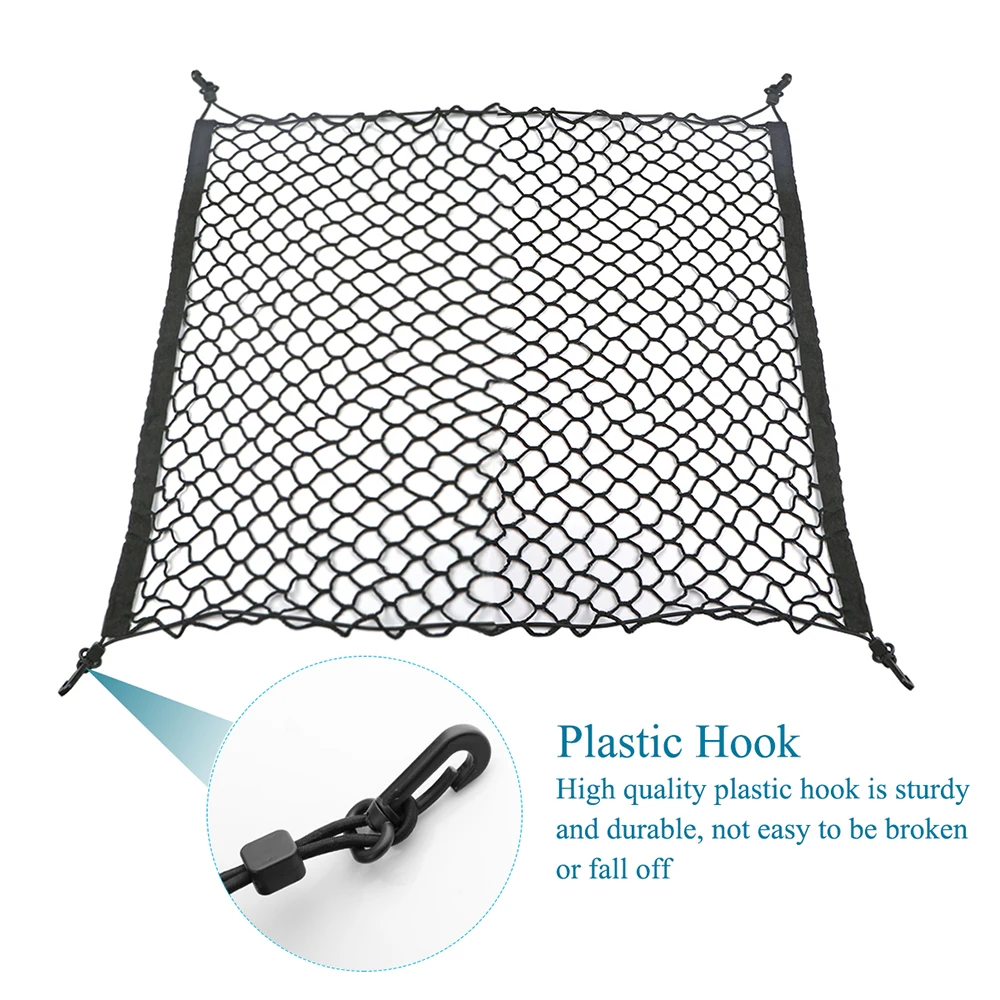 

Vingtank Car Storage Net String Bag Trunk Cargo String Net Bag Elastic Nylon Keep Cargo Stable With 4 Hooks 70CM*70CM
