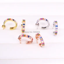 6 пар золото/серебро/Роза Золотой, цветной Радуга cz для женщин multi Сережки для пирсинга, Кристалл циркония серьги гвоздики