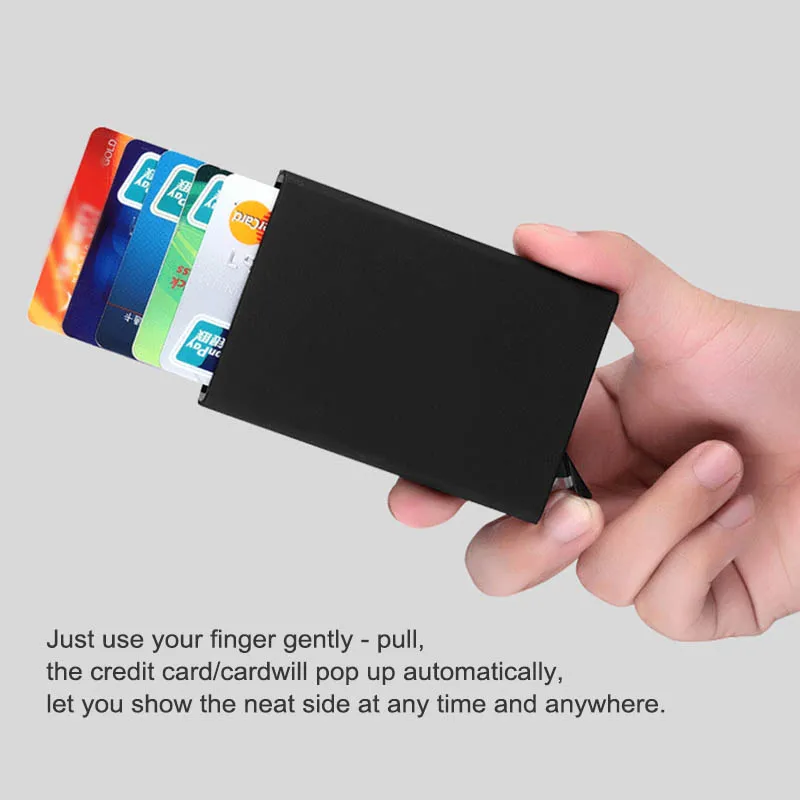 

New Automatic Silde Aluminum ID Cash Card Holder Men Business RFID Blocking Wallet Credit Card Protector Case Pocket Purse