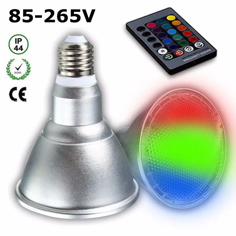 

E27 10W COB PAR38 Spotlight RGB Color Changing LED Light Lamp Bulb Remote Control AC85-265V