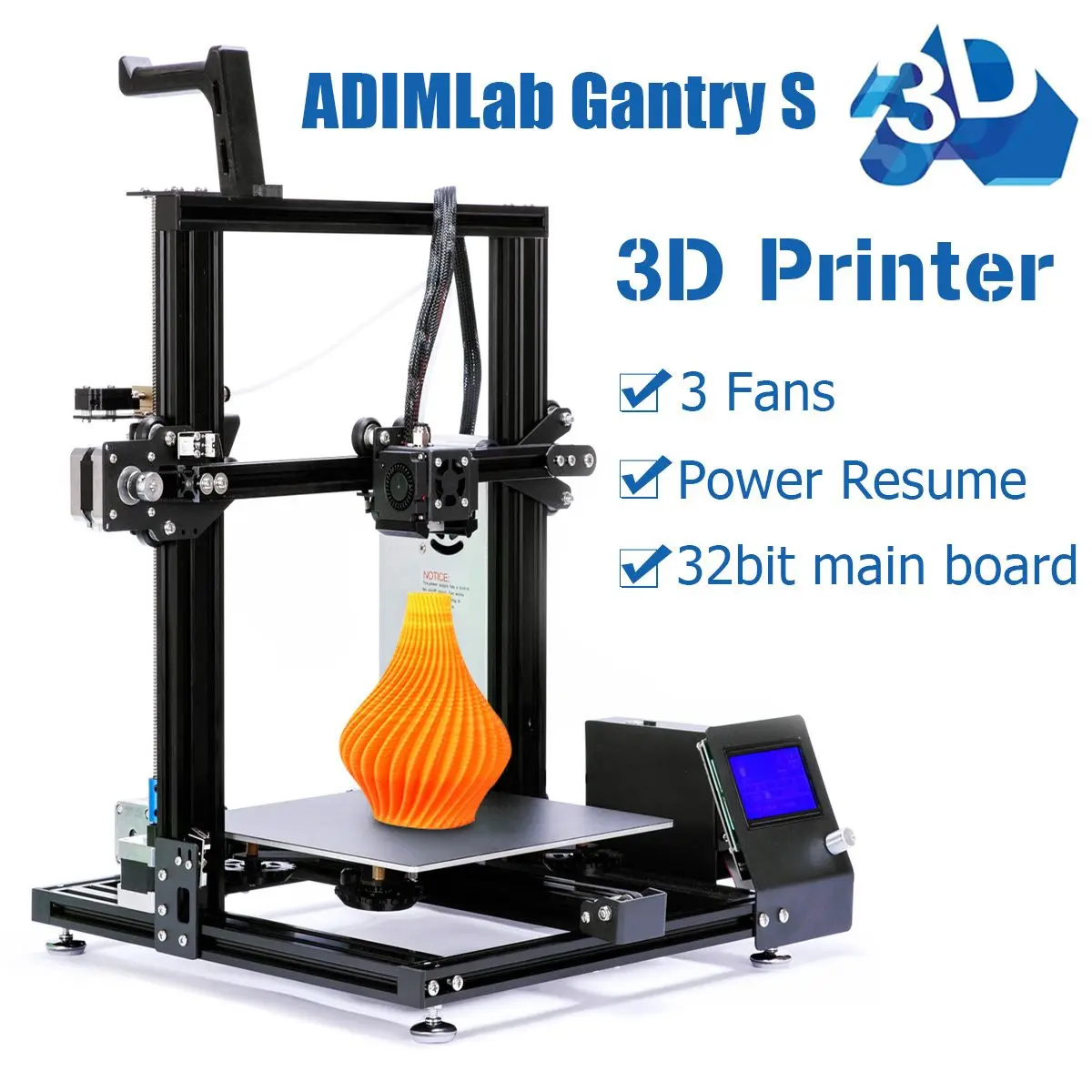 

3D Printer i3 Type 32bit Board 230X230X260mm Power Resume Filament Detector Metal Extruder Double Air Duct 3 Fan Hot End DIY KIT