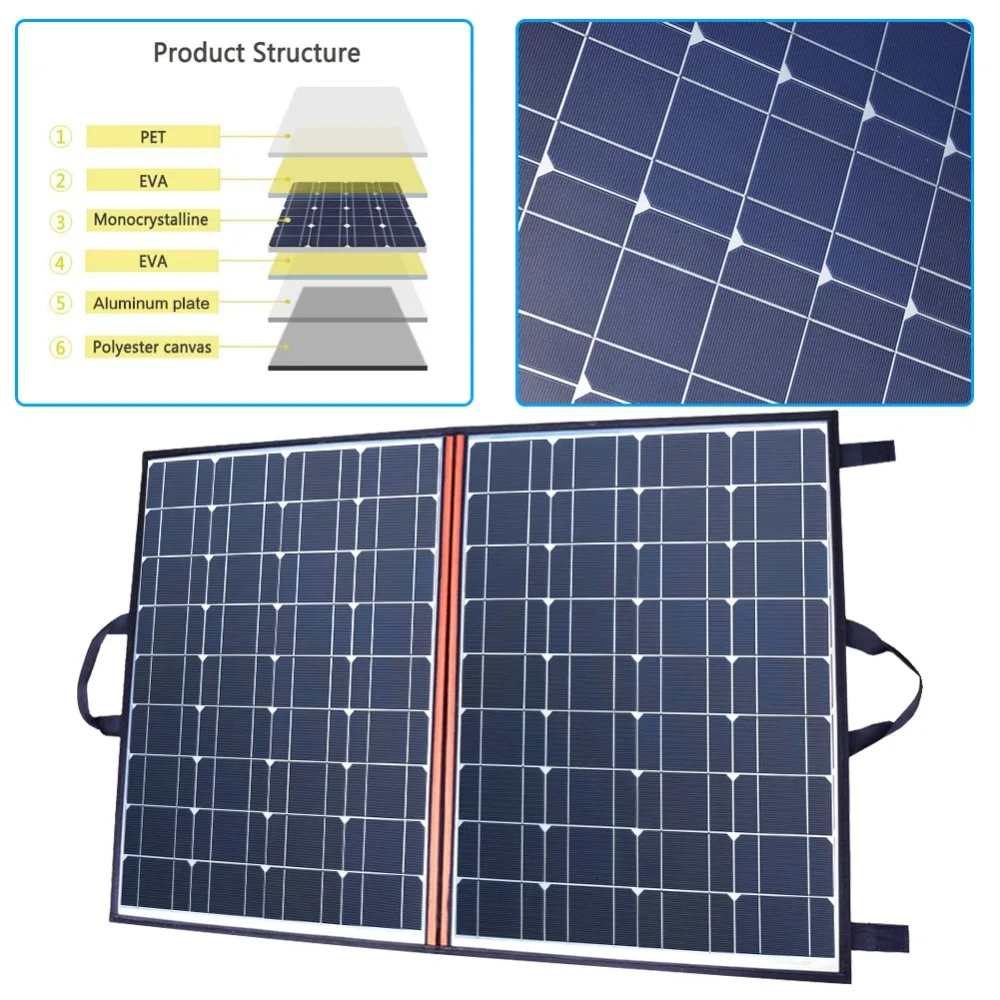 120 Вт(2 шт* 60 Вт) Вт Складная черная солнечная панель зарядное устройство Китай моно ячейка PV модуль 10A контроллер одеяло, использующее энергию солнца зарядки
