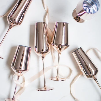 

New Red Wine Cup Champagne Cup Goblet Barware Kitchen Tools Party Supplies Cocktail Cup Wedding Drinkware Gold/pink Wine Cup